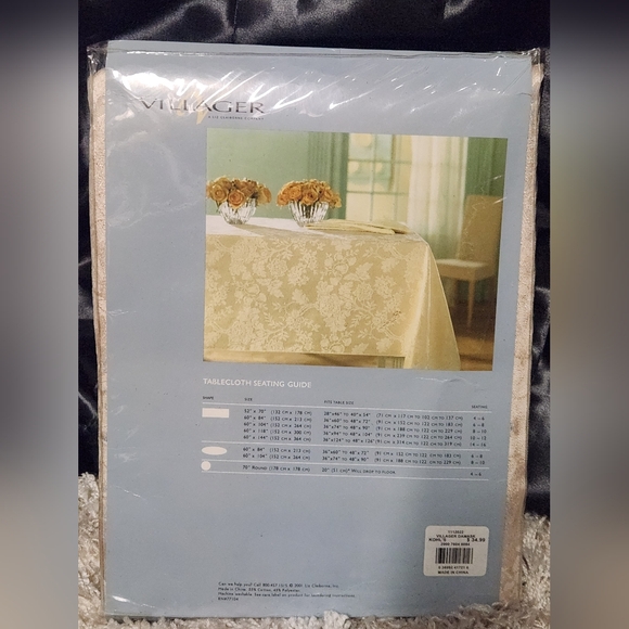 NIP New Villager Liz Claiborne Damask Tablecloth 60 x 84 Rectangle $35 Retail - Picture 5 of 5